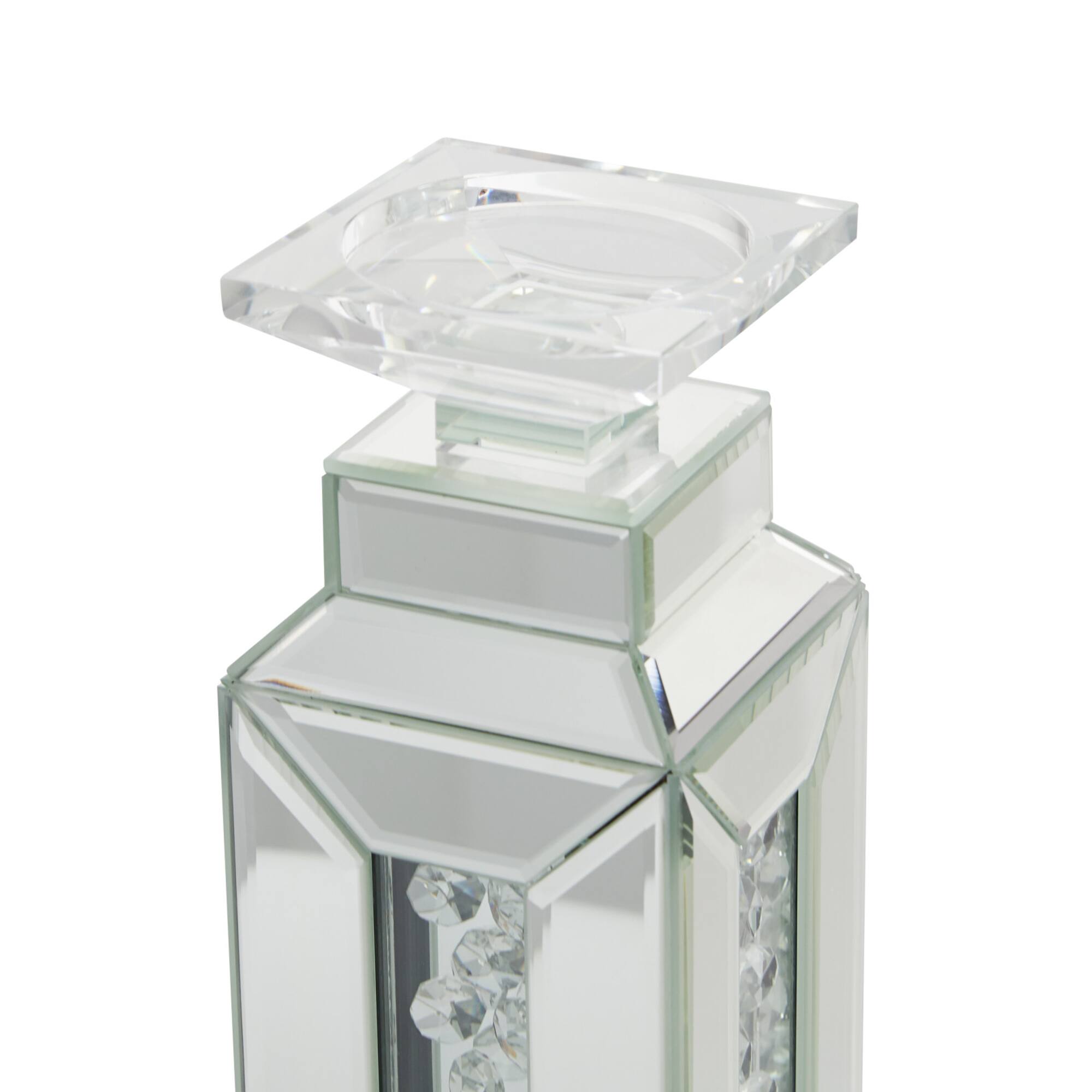 Silver Wood Glam Candle Holder Set